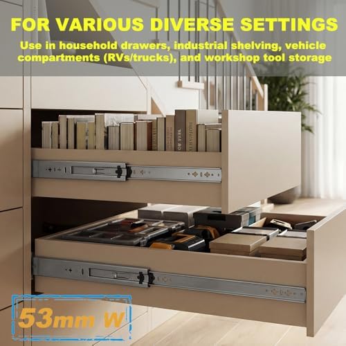 Heavy Duty 40" Drawer Slides, Full Extension Ball Bearing, 300LB