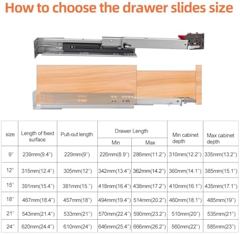 Undermount Drawer Slides HLC Undermount Soft Close Drawer Slides 9 inch 6 Pai...