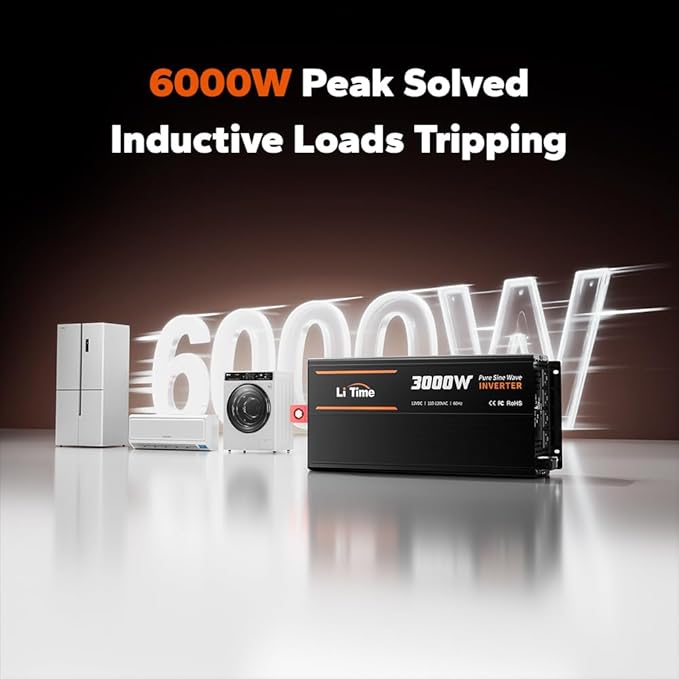 LiTime 3000W Pure Sine Wave Inverter 12V DC to 120V AC Converter