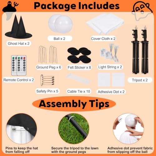 2 Packs 59” Halloween Decorations Outdoor, Spooky Light Up Ghost Indoor Decor...