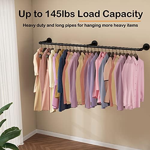 Wall Mounted Clothes Rack, 60in Industrial Pipe Clothing Rack for Hanging Clo...