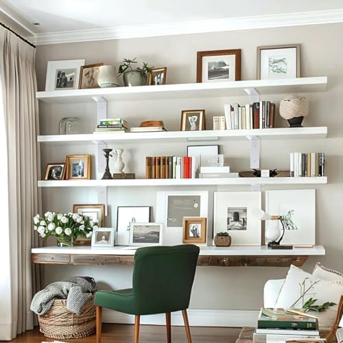 White Floating Shelf Bracket 10 Inch, 6 Pack Heavy Duty Shelf Brackets, Wall ...