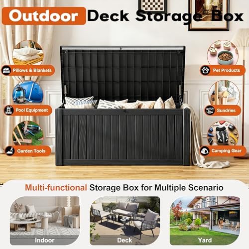 Outdoor Storage Box, Resin Deck Boxes Indoor and outdoor, Waterproof Storage ...