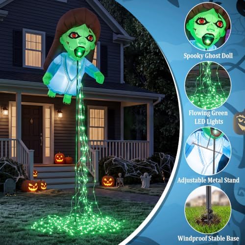 Giant Blue 12.8 FT Halloween Inflatables Floating Ghost Doll Yard Decor
