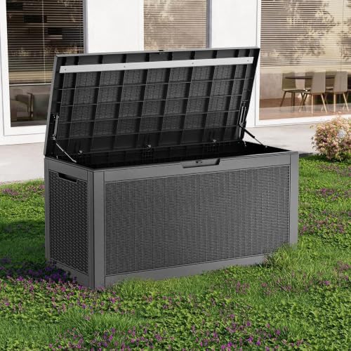 Deck Box 170 Gal Waterproof Outdoor Storage Patio Organizer Black