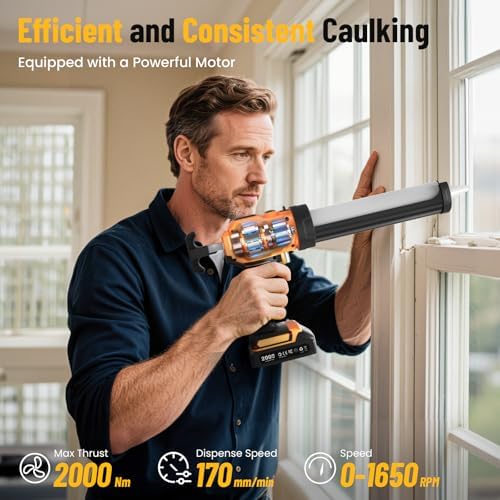 Electric Caulking Gun, Cordless Caulk Gun with 2x 2.0Ah Batteries