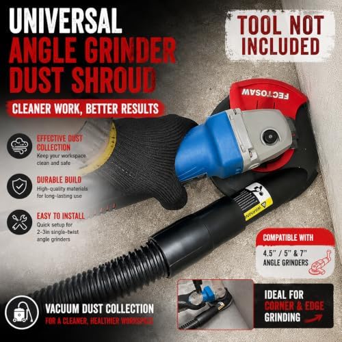 Dust Shroud for Angle Grinder with Diamond Grinding Cup Wheel, 4.5–5 Inch &am...