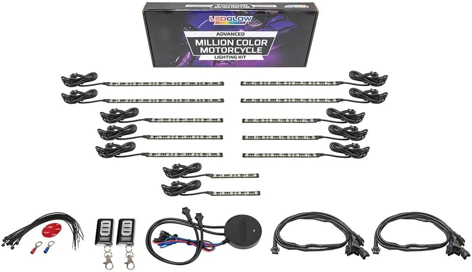 LEDGlow 12pc Bluetooth Advanced Million Color LED Motorcycle Accent Underlow ...