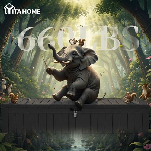YITAHOME 200 Gallon Large Outdoor Storage Box XL Resin Deck Box with Lock