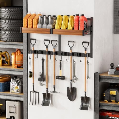 Broom Holder Wall Mount, Broom and Mop Organizer Wall Hanging with Shelf