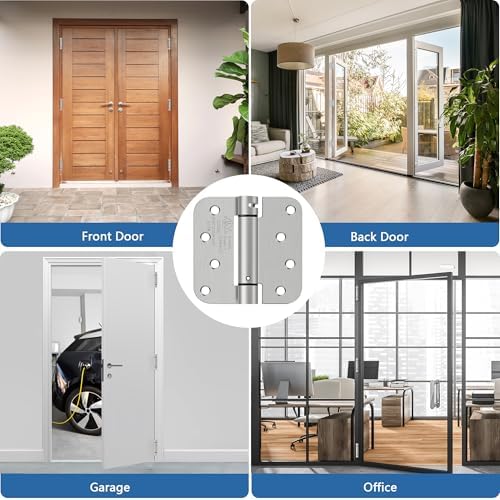 4 Inch Self Closing Door Hinges, 5/8" Radius Corners Spring Loaded Hings
