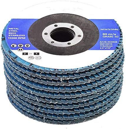 WFLNHB 100 Pcs 4-1/2" X 7/8" 40 Grits Zirconia Flap Discs