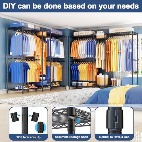 Ulif E12 Pro Clothes Rack,Heavy Duty Freestanding Garment Rack with Shelves,M...