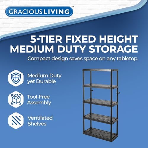 Gracious Living 5 Shelf Fixed Height Ventilated Medium Duty Storage Unit