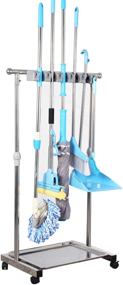 movable mop broom holder put wet mops floor standing cleaning tool rack