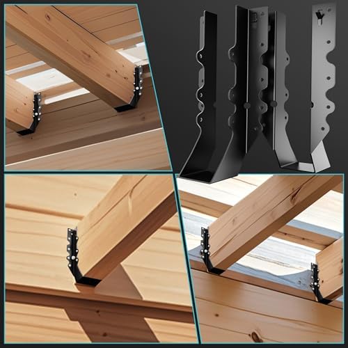 50 Pcs Black Joist Hangers 2X10, 18 Gauge Rafter Brackets , Hurricane Straps ...
