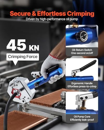 VEVOR Hydraulic Hose Crimper, Hydra-Krimp AC Hose Crimper Kit with 7 Dies Sna...