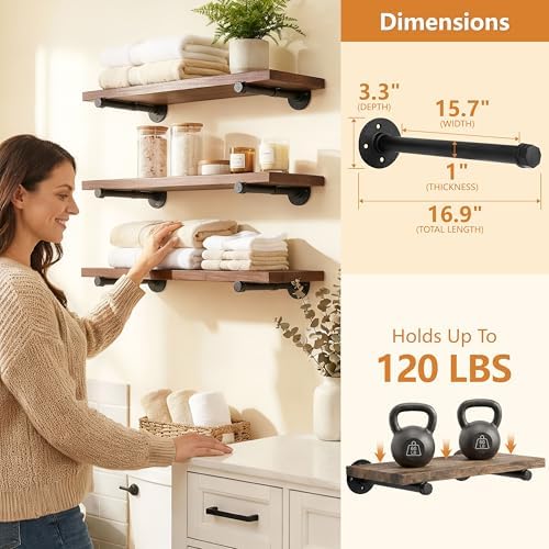 IAE Wall Mounted Closet Rod,Industrial Pipe Clothes Rack,Closet Hanging Bar