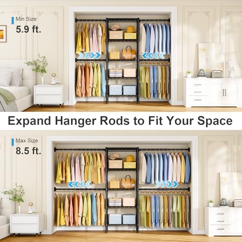 Ulif M2 Wall Mounted Closet System, Black Clothes Rack Mount onto the Wall
