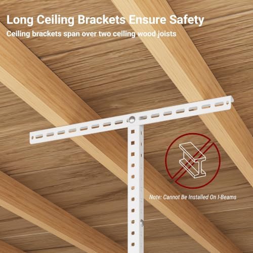 2x8ft Overhead Ceiling Garage Storage Rack, 400LBS Capacity, White