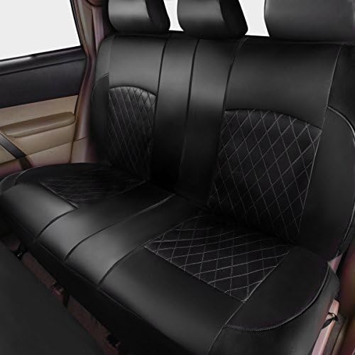 Universal Deluxe Pu Luxury Vinyl Faux Leather Car Seat Covers Full Set, Airba...
