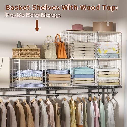 Hencawima 6 Pack Stackable Closet Organizer, Closet Organizers and Storage Sh...