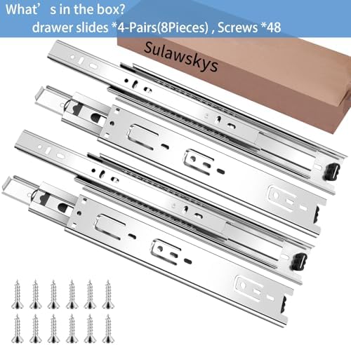 20 inch Drawer Slides 4 Pairs (8pcs) Full Extension Ball Bearing Drawer Rails...