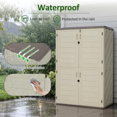 Macrout 50 Cu Ft Outdoor Storage Cabinet with Shelves, Waterproof ST5782