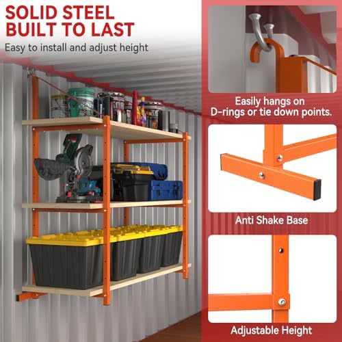 Shipping Container Shelving Bracket Adjustable (4 Pack, Orange)
