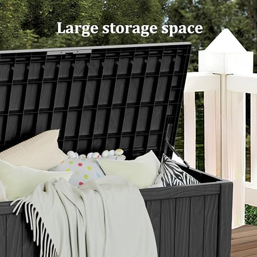 150 Gallon Resin Large Deck Box Organization and Storage Box for Patio, Outdo...