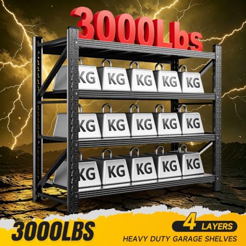 MIIIKO 48" W Storage Shelves,3000LBS Metal Garage Storage Shelving,Heavy...