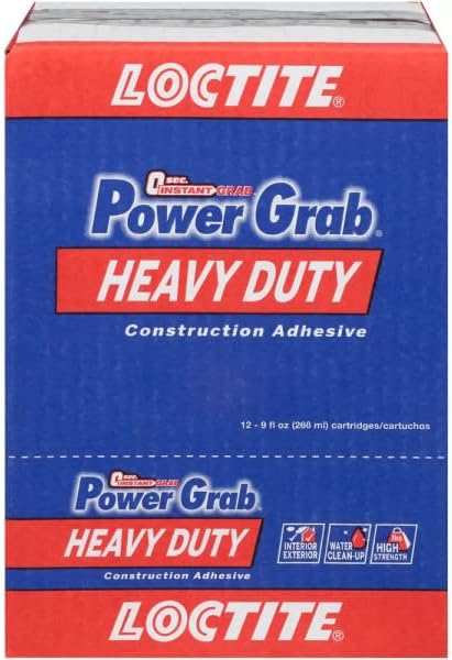 Loctite Power Grab Heavy Duty Construction Adhesive, 9 fl oz, 12 Pack