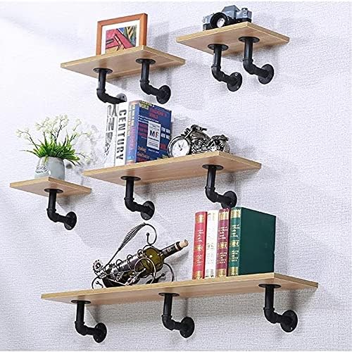 Janyang Industrial Pipe Shelf Brackets for 8 10 12 14 inches Board, Iron L Pi...