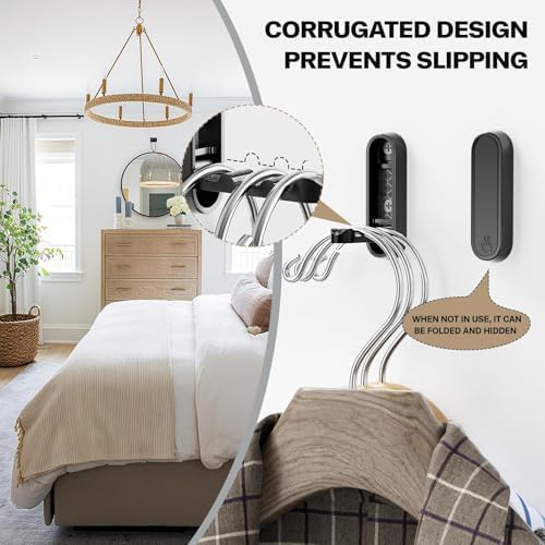 Folding Coat Hooks, Zinc Alloy Foldable Wall Hooks Heavy Duty Bathroom Towel ...