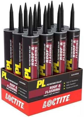 Loctite PL Roof Flashing Polyurethane Sealant, Black, 10 fl oz Cartridge, 12 ...
