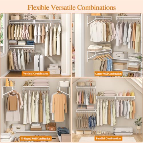 ThreeHio 3 Pack Closet Shelves Wall Mounted, 2.7 ft x 11.8in Wire Closet Shel...