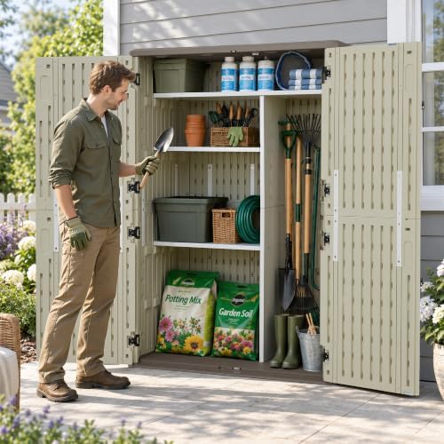 Macrout 50 Cu Ft Outdoor Storage Cabinet with Shelves, Waterproof ST5782