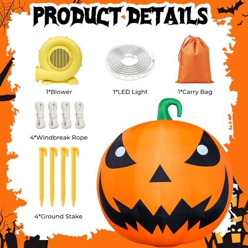 15FT Halloween Inflatables Pumpkin Decorations with 750W Air Blower