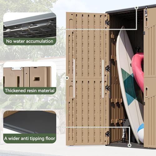 Aoxun Outdoor Storage Shed with Floor, 64 Cu.Ft Outdoor Storage Cabinet