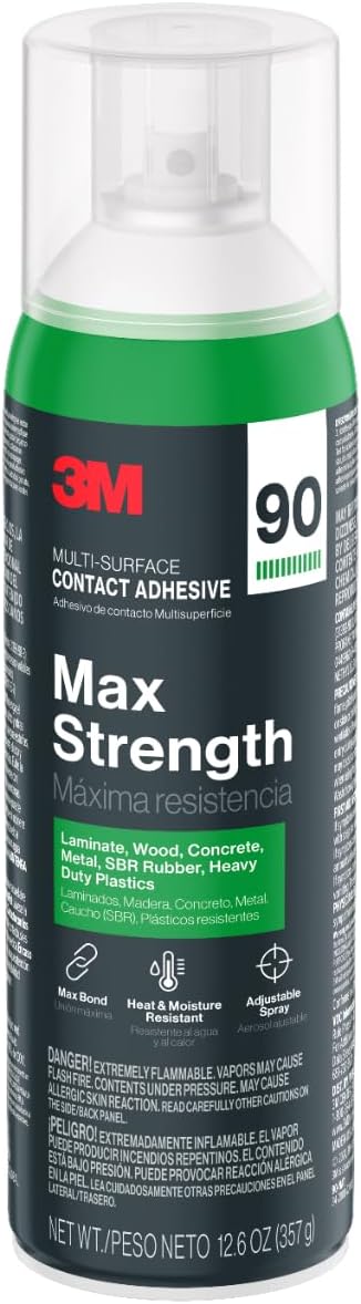 3M Max Strength 90 Contact Adhesive Spray, 12.6 oz (Pack of 6) – Low VOC Heav...