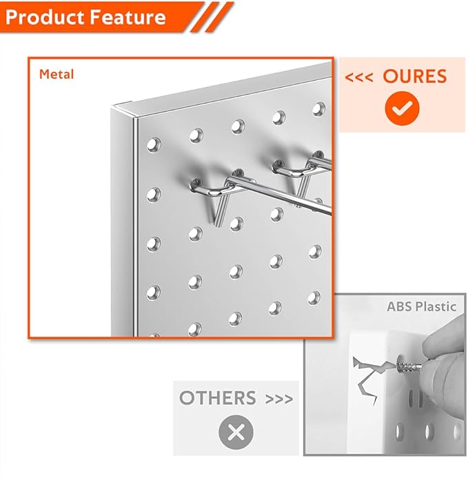 Ultrawall 4 Pcs Metal Pegboard Wall Panels, Peg Boards