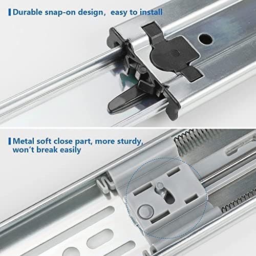 homdiy 10 Pair Soft Close Drawer Slides 22 Inch,Heavy Duty Side Mount Rails