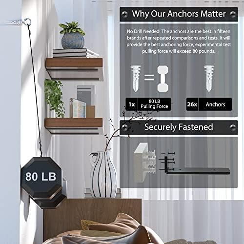 Floating Shelf Brackets 12 Inch 6 Pack, Hidden L Brackets for Shelves Black