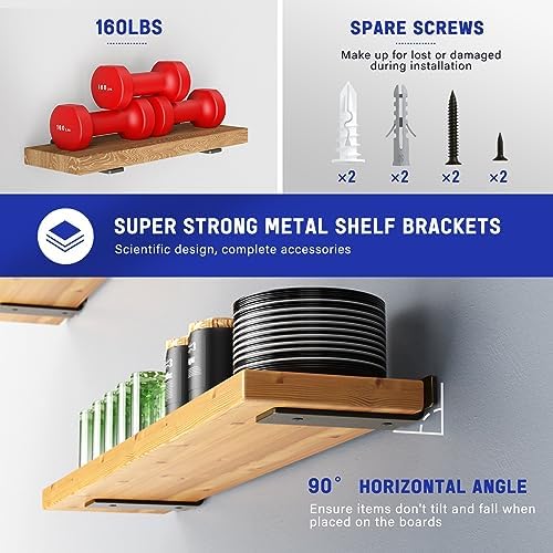 Goovilla Shelf Bracket, Floating Shelf Brackets 8 inch Long, 6 Pack, Black