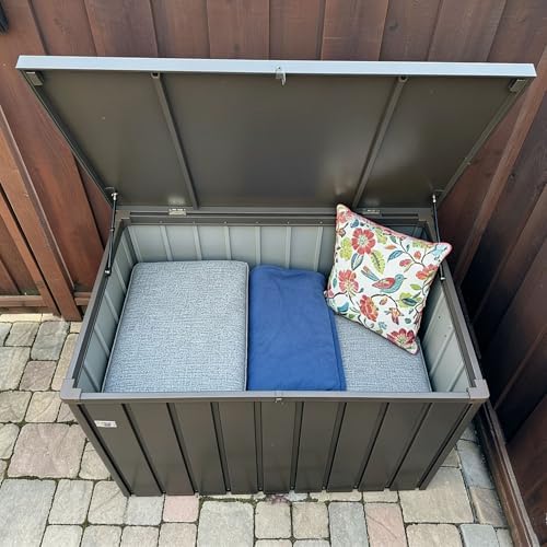 PURPLE LEAF Outdoor Deck Box 120 Gallon, Waterproof Lockable Storage, Brown