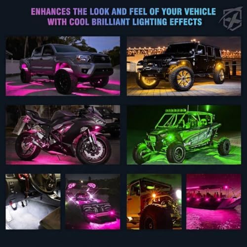 Xprite LED Rock Lights Kit 10 Pods Multicolor Neon Underglow Lights