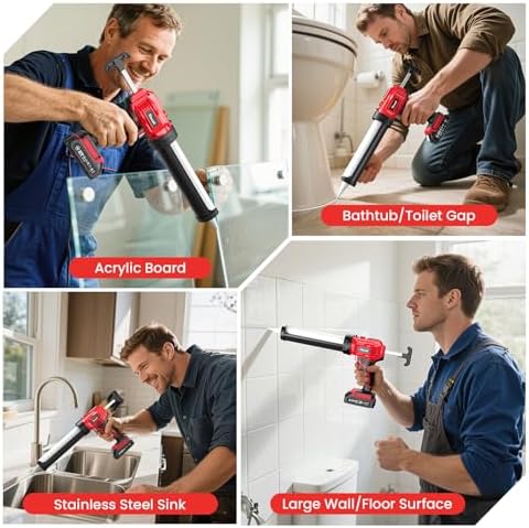 Electric Caulking Gun, Cordless Caulk Gun with 2x 2.0Ah Batteries