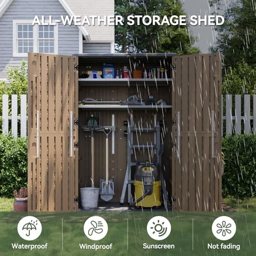 Aoxun Outdoor Storage Shed with Floor, 64 Cu.Ft Outdoor Storage Cabinet