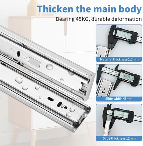 22 inch Drawer Slides 4 Pairs (8pcs) Soft Self Close Full Extension Ball Bear...