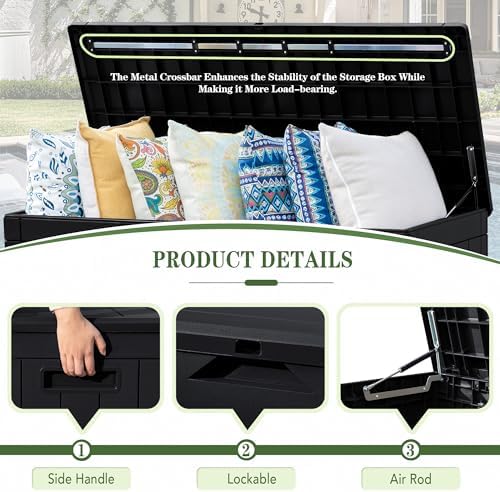 Greesum 100 Gallon Resin Deck Box Large Outdoor Storage, Imitation Rattan Wea...